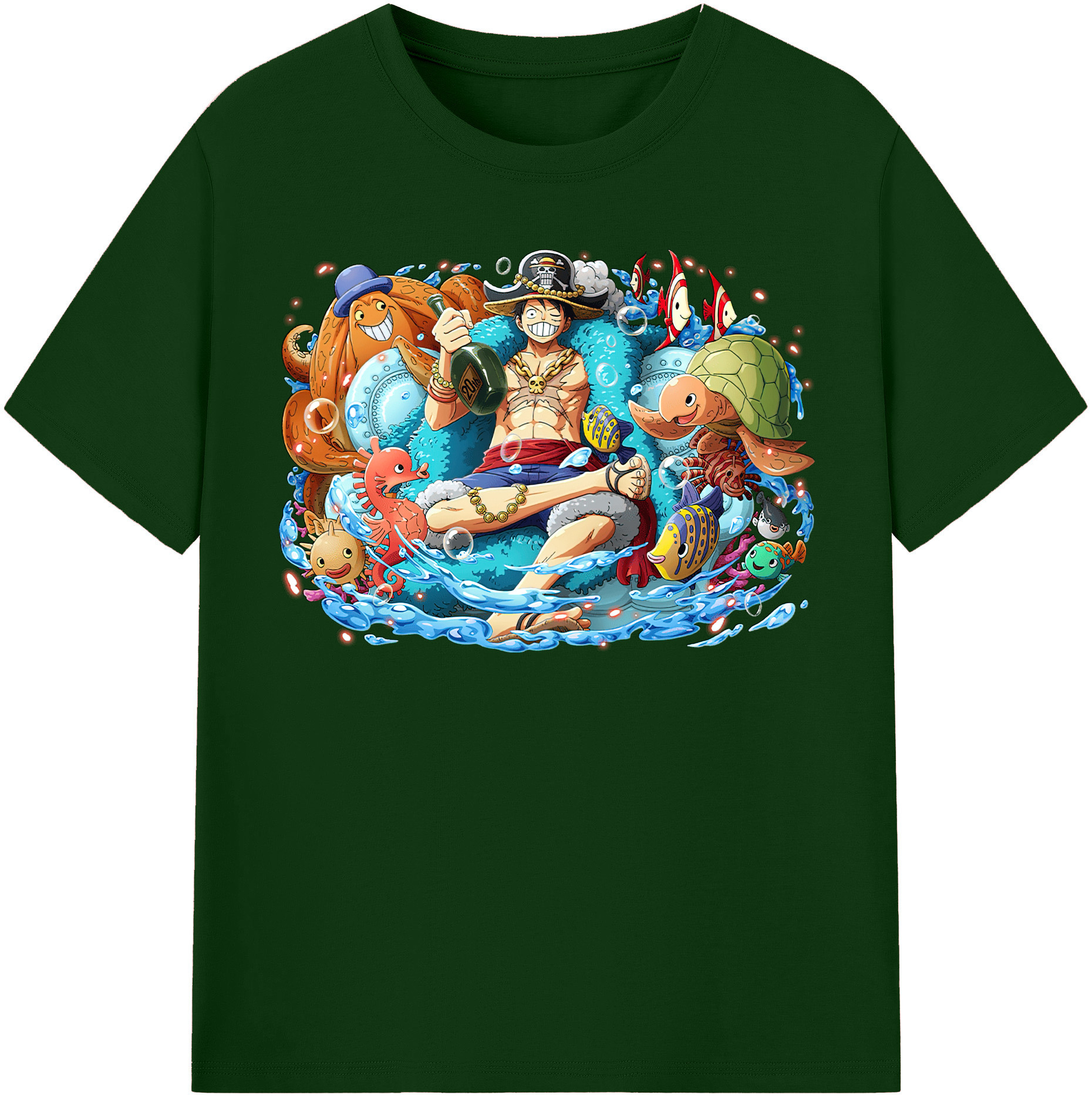 ワンピース モンキー・D・ルフィ ONE PIECE Monkey D. Luffy 綿100％半袖Tシャツ（フロントプリント）